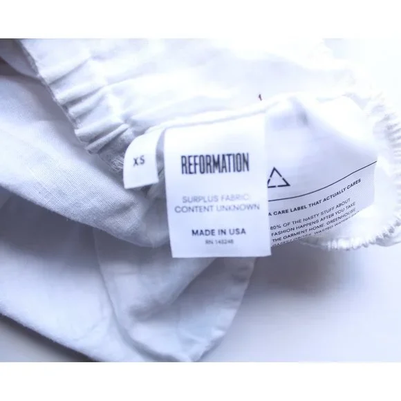 Reformation Dianna Linen Crop Top / Size XS / White Bandeau Flouncy Ruffled - Picture 7 of 7